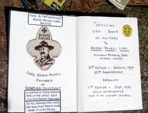 Visitor log book, Baden-Powell Lake 2004